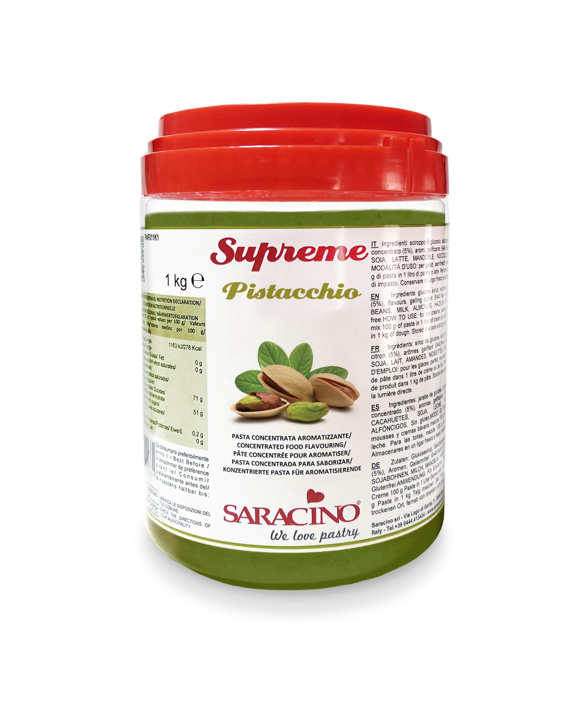 SARACINO We love pastry Pasta Concentrata Per Aromatizzare Al Gusto Pistacchio - 1KG