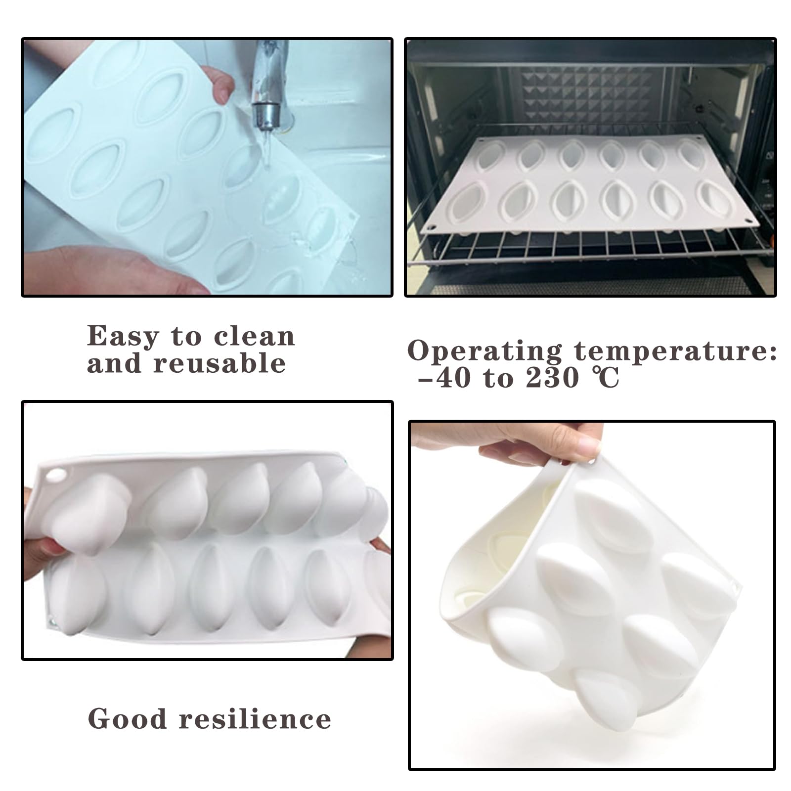 YYAOGAGNG 3D Olive Silicone Baking Mold Quenelle Silicone Mold Chocolate Cake Mould Rugby Shaped Baking Mould Ice Cubes or Chocolate Reusable Non-Stick Easy Release Baking Molds - Image 3