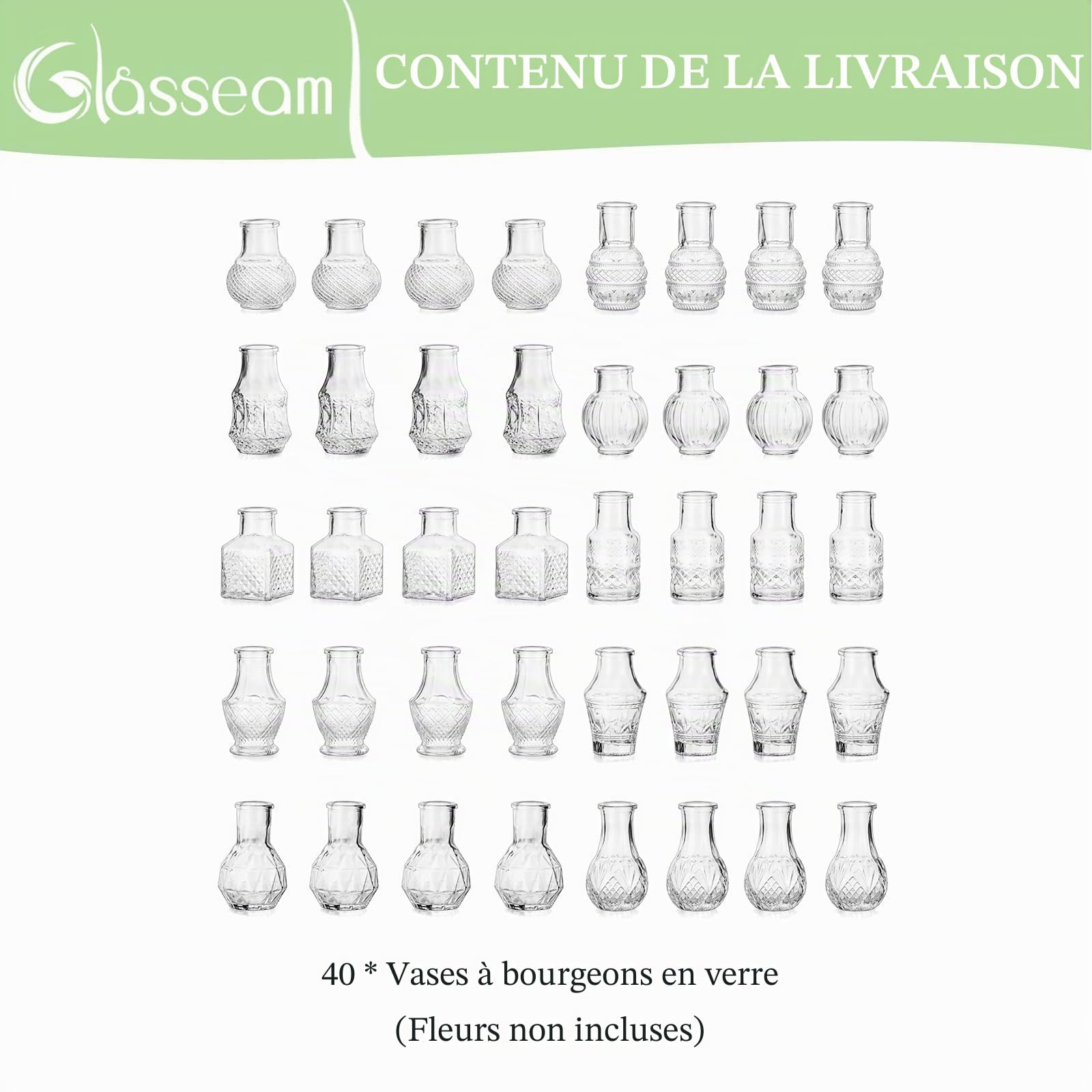 Glasseam Petit Vase en Verre pour Table: Lot de 40 Mini Vases Transparents pour Décorations de Table de Mariage Décorations de Table de Salle à Manger à la Maison