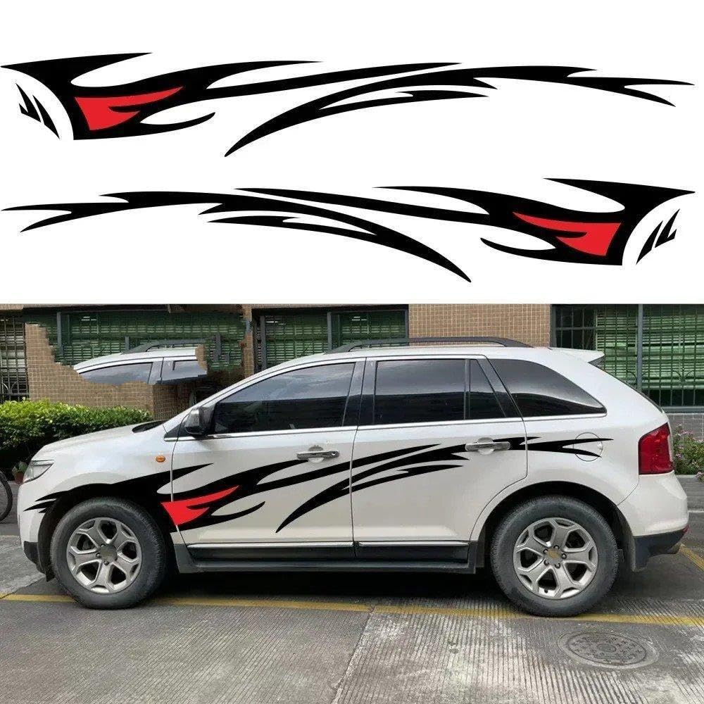 Decalcomanie per Auto 2 Pezzi da Corsa Fiamma Elemento Grafica Decalcomanie per Auto Decalcomanie per Tutto Il Corpo Impermeabile per Auto Vinile Universale(White And Red)