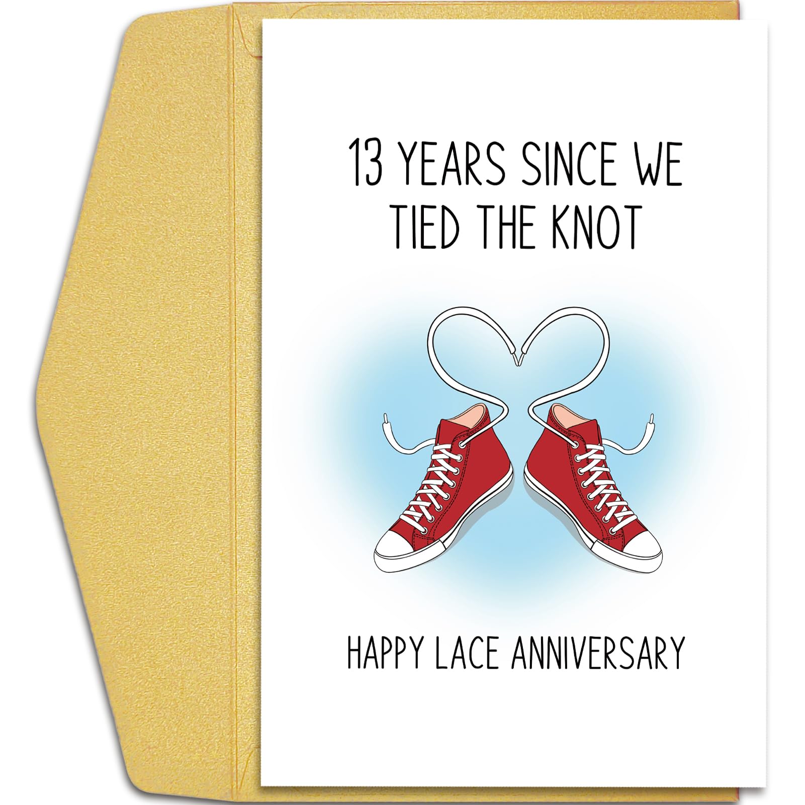 Qiliji 13th Anniversary Card for Husband Wife, Funny 13th Wedding Anniversary Card, Happy Lace Anniversary Pun Card, Sweet 13 Years Anniversary Card