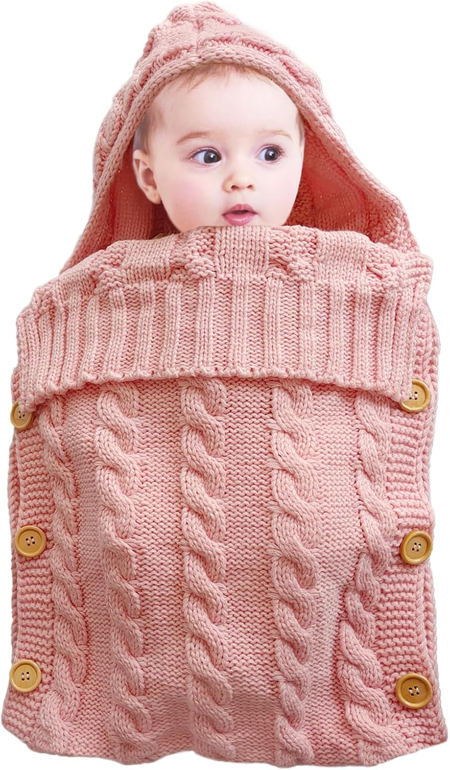 Focefec Baby Wrap Swaddle Blankets, Baby Knit Sleeping Bag