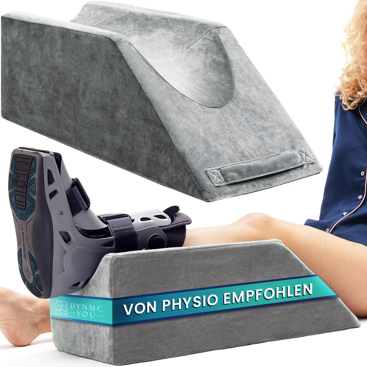 Beinkissen zum Hochlagern – Keilkissen 68x25x22 cm Memory-Schaum – Beinerhöhung nach OP für Fuß Knie Sprunggelenk – Tragegriff & Anti-Rutsch-Noppen – Venenkissen Sofa Bett – Bezug waschbar OEKO-TEX | Formstabile Beinerhöhung für Fuß, Knie & Sprunggelenk ·