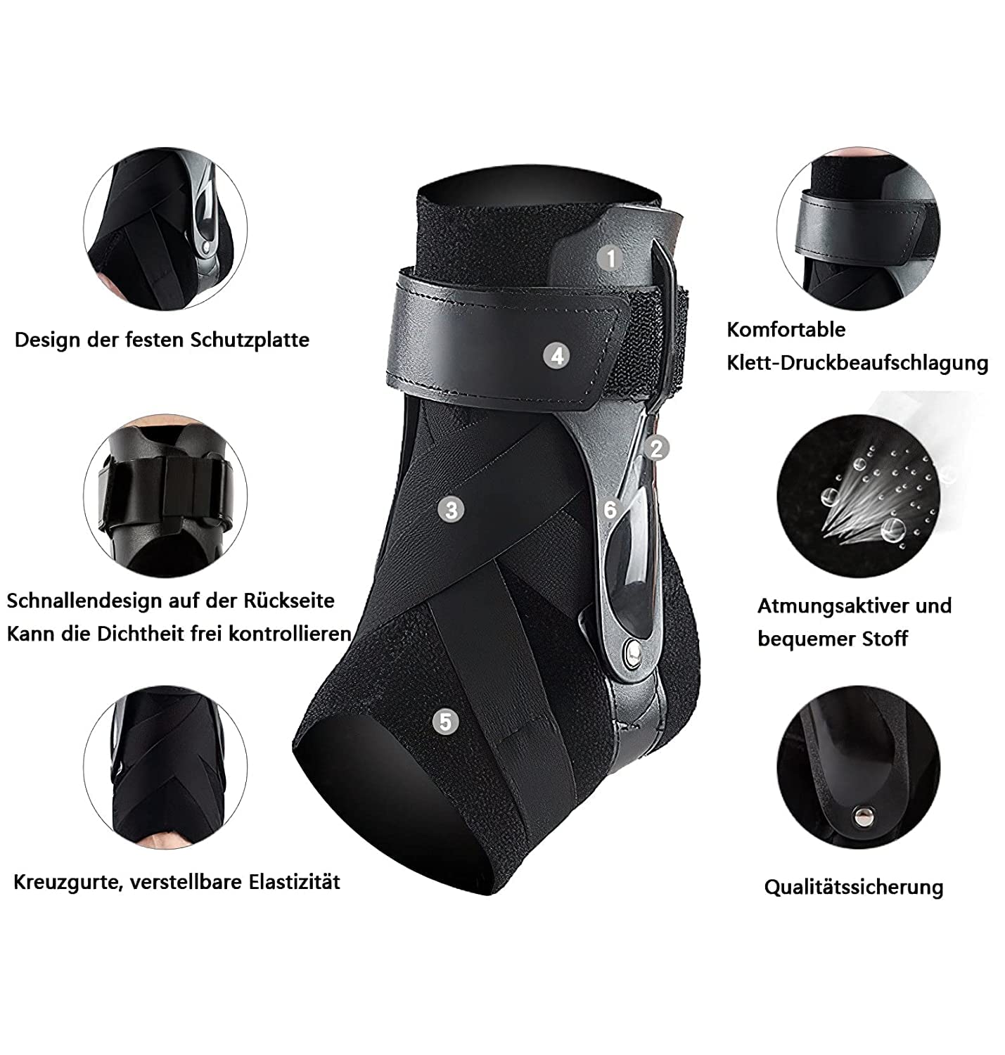 Chlffua Knöchelbandage Sprunggelenkbandage, Einstellbar Fußbandage Sprunggelenk Fußgelenkstütze mit PE Board Stark Stabilisierung Fußgelenkbandage mit Klettverschluss für Knöchel Damen Herren(L)