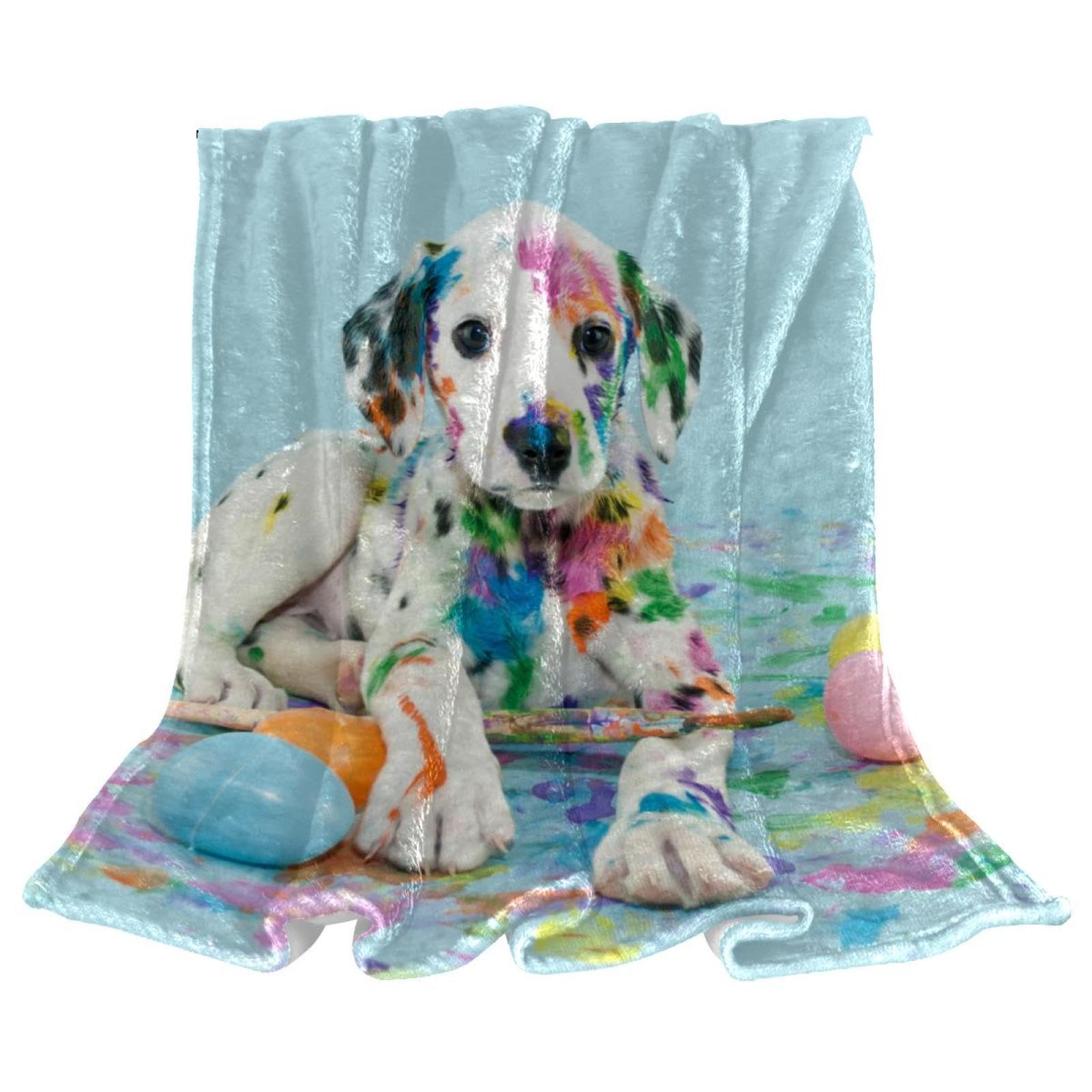 Couverture Polaire Chien Dalmatien Couverture Plaid Chaude Douce pour Lits Canapés Chaises Divans 150×200cm