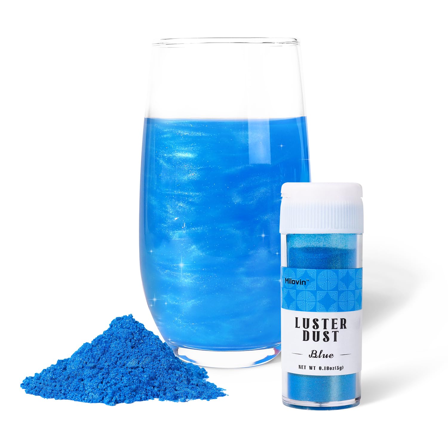 Blue Edible Glitter for Cake Decorating, 5g Luster Dust Edible, Edible Glitter for Cocktails, Cake, Strawberries, Chocolate, Ice Cream, Cookies, Cupcakes, and Waffles(0.18oz, Blue)