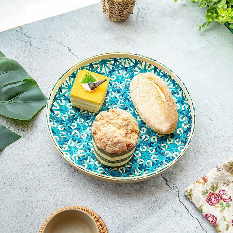 Breakfast Tray Snack Basket Dessert Basket Small Fruit Plate Hot Pot Restaurant Dish Steamed Bun Basket Fruit Plate Home Living Room Tray Coffee Table Tray,M