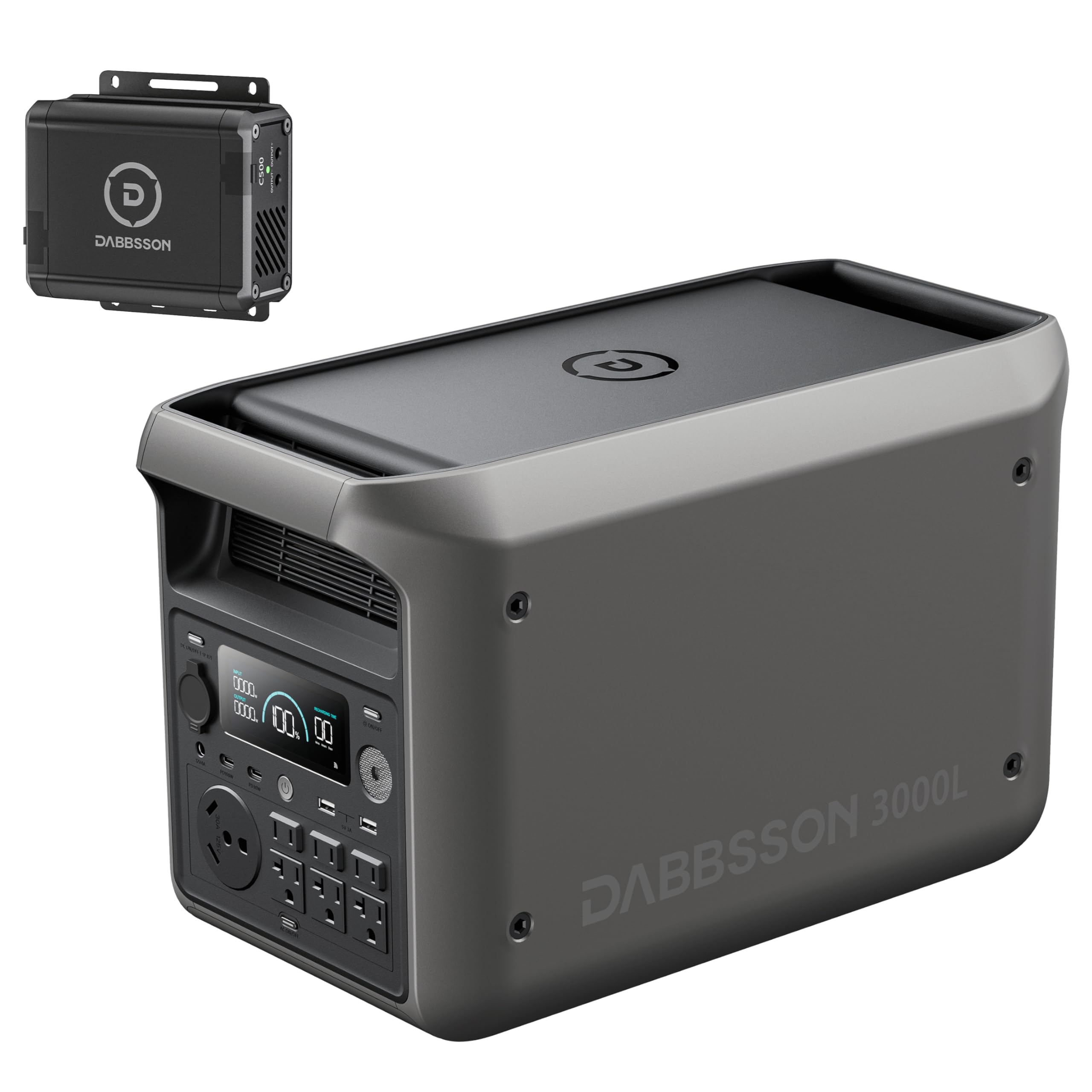 DABBSSON 3000L Solar Generator with Charger S, 3072Wh Semi-Solid LiFePO4, 560W Alternator Charger, 3000W AC Output 6,TT-30 for RV,P-Boost 3600W, Compact, 1.3X Runtime,0-80% 1.5H,for Camping/Home