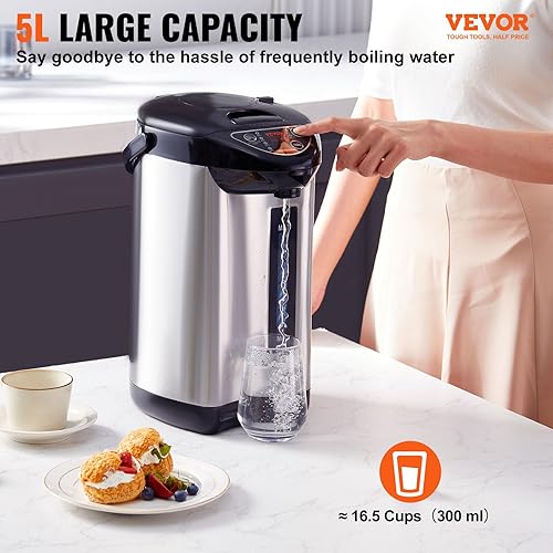 Miniatura 2 de VEVOR Dispensador de agua caliente, caldera y calentador de agua ajustable de 4 temperaturas, calentador de agua de encimera de acero inoxidable