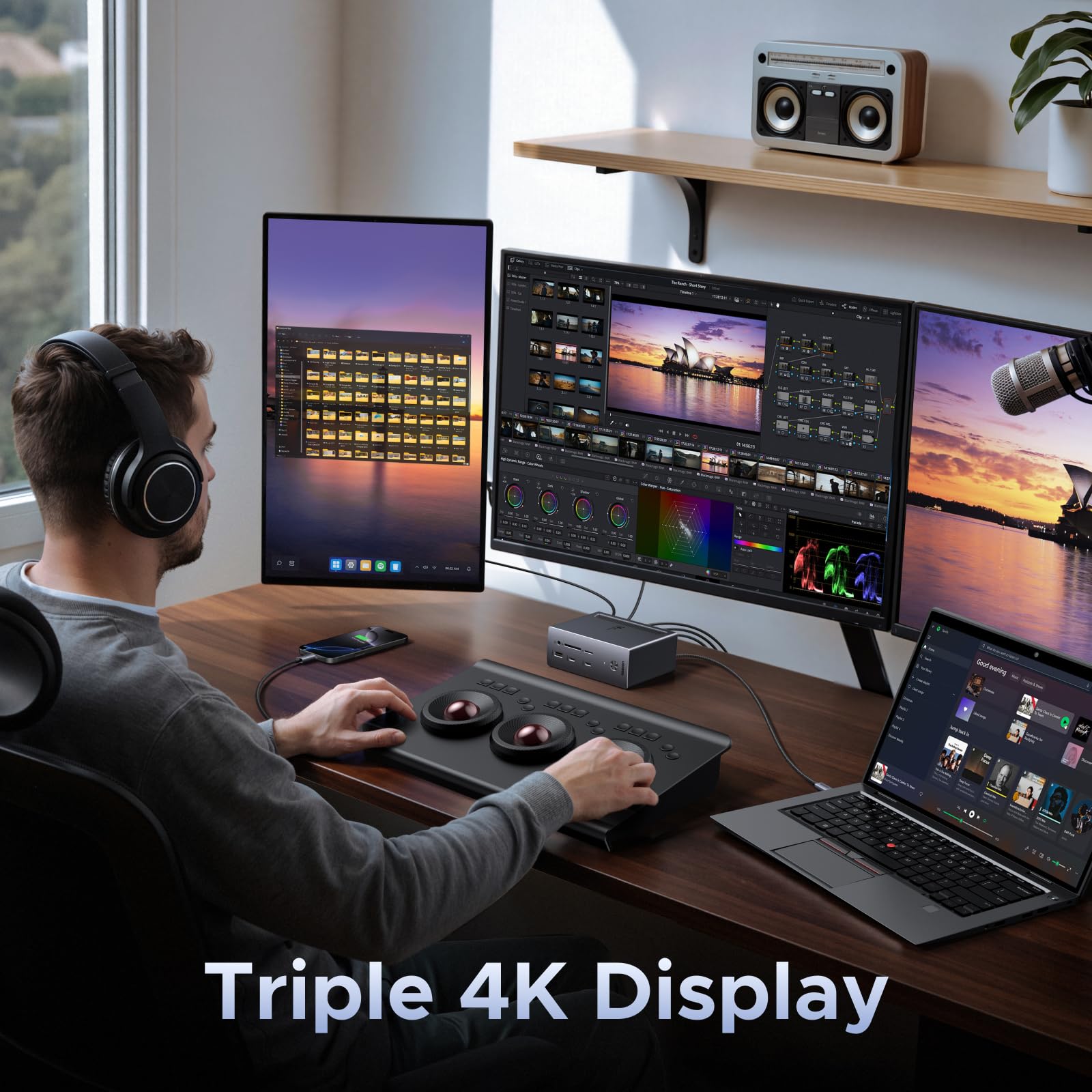 UGREEN Revodok Pro Triple Display Dock【Nur für Windows-Laptop】 2HDMI & DP mit 8K DP/4K HDMI, 100W Aufladen, 27W USB C, 10Gbps USB Ports, Gigabit LAN, SD/TF