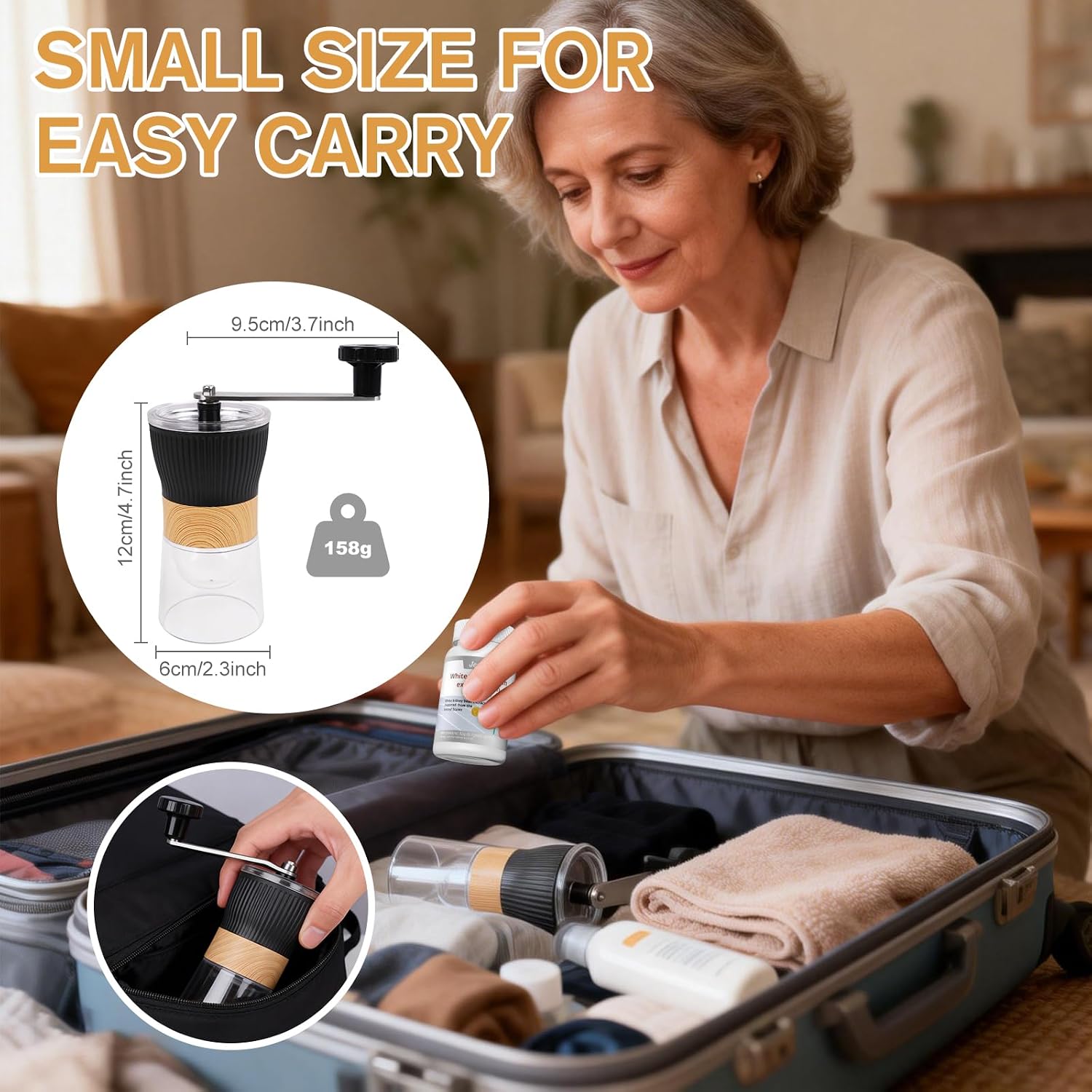 Small Pill Crusher, Grinder to Fine Powder for Elderly, Crushes Multiple Pills, Small and Large Tablets,Great for Feeding Tube, Pets, with Pill Organizer Dispenser, Ideal for Travel