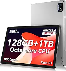 Tablet Android 4G LTE de 10,1 polegadas com 8 GB de RAM e 128 GB de armazenamento (1 TB expansível) - Chip Octa-Core, bateria de 8000 mAh, compartimentos duplos para SIM, corpo de metal - Melhor