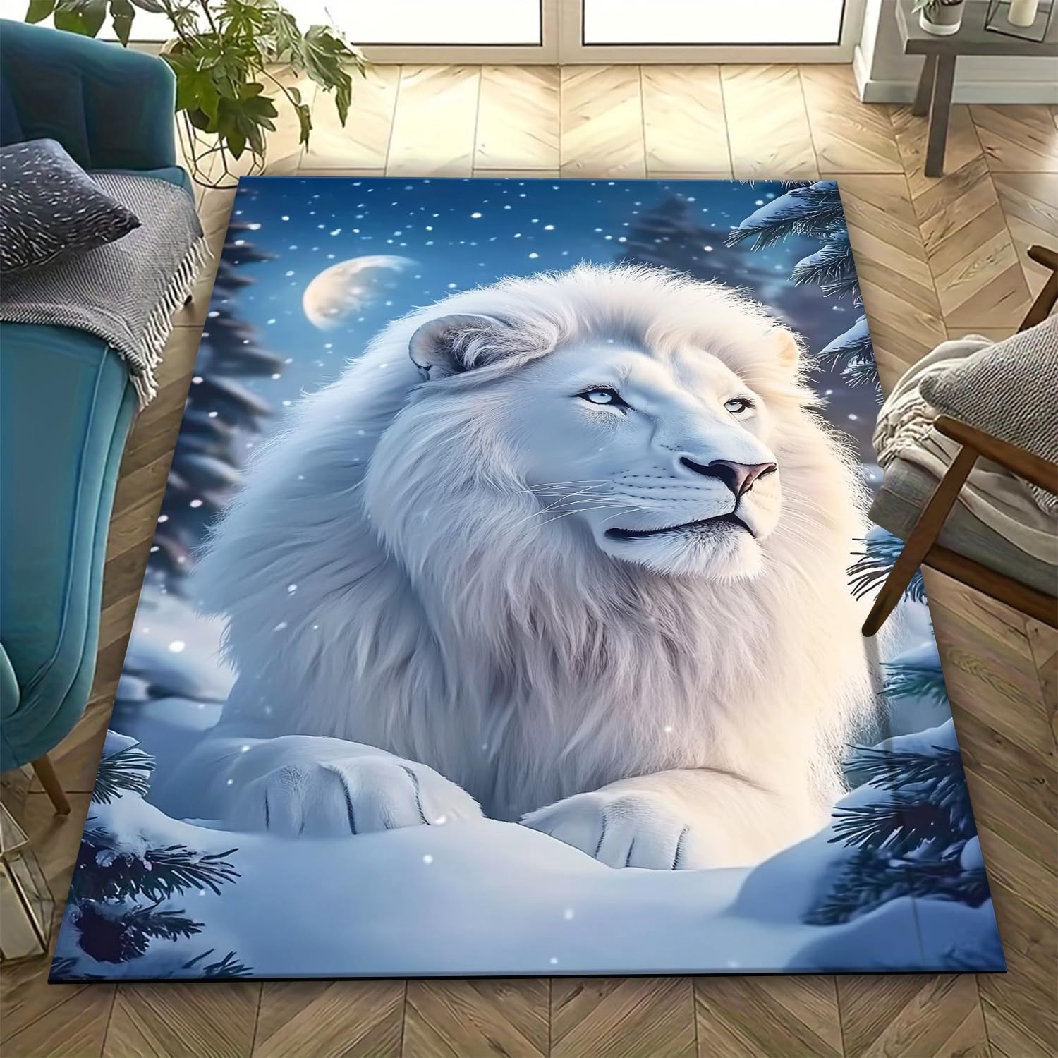 Tapis de salle de bain antidérapant lion 3D lavable contre la fatigue