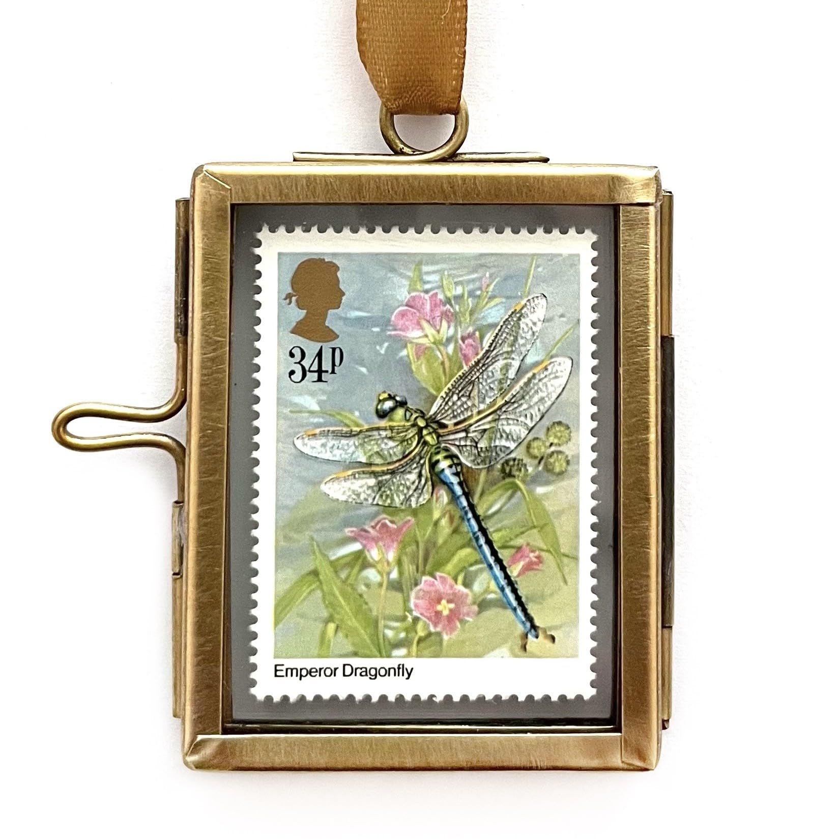 Dragonfly Framed Postage Stamp Gift Ornament