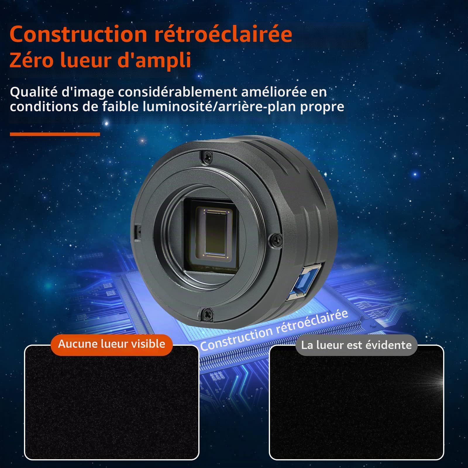 Svbony SV705C Caméra Astro Couleur, USB3.0 ST4 Port de Guidage Grand Puits, Oculaire Télescope avec CMOS Capteur IMX585, Haute Sensibilité NIR, Planétaire Caméra Astrophotographie pour EAA Imagerie