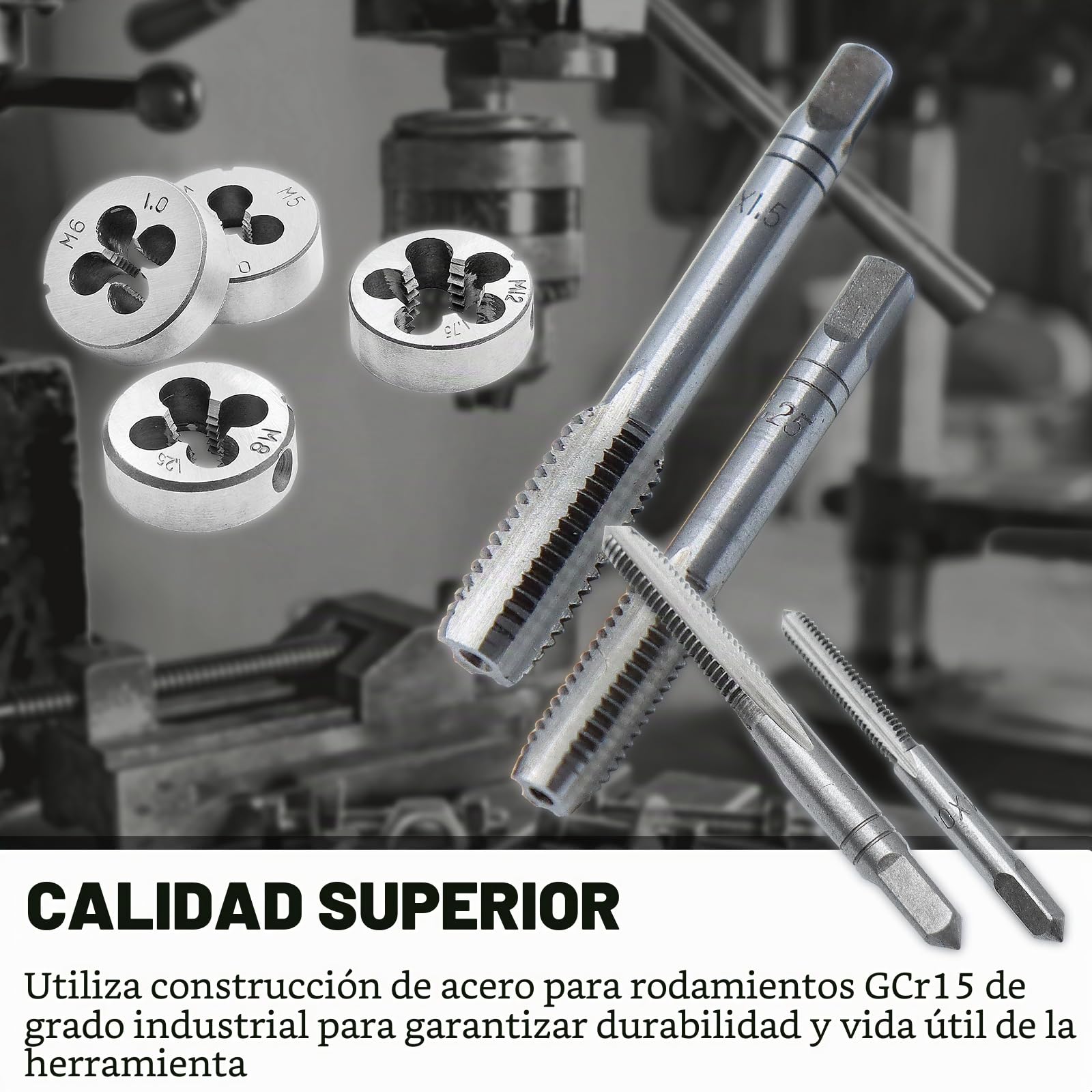 CCLIFE 32 piezas Juego de Machos y Terrajas M3-M12, Juego de herramientas para roscar cortar tuercas y machos de aterrajar
