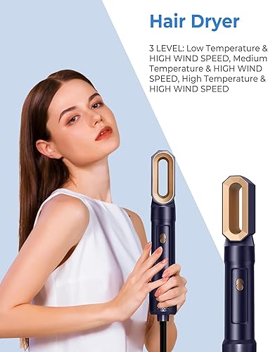 Miniatura 4 de Juego de cepillos secadores de pelo, cepillo de aire caliente desmontable 6 en 1, herramienta de peinado iónico, alisador, voluminizador y varita