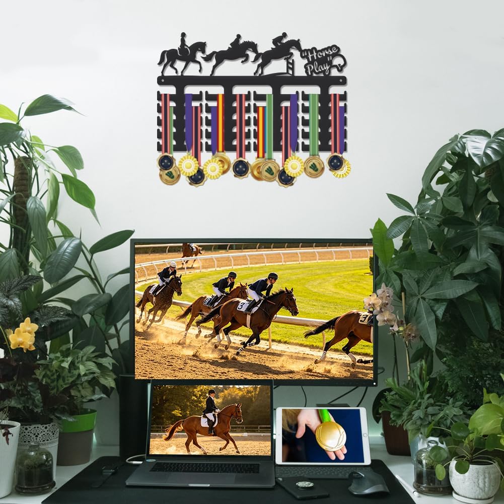 SUPERDANT Medal Display Wall Mounted Medals Holder with Hooks Metal Award Rack