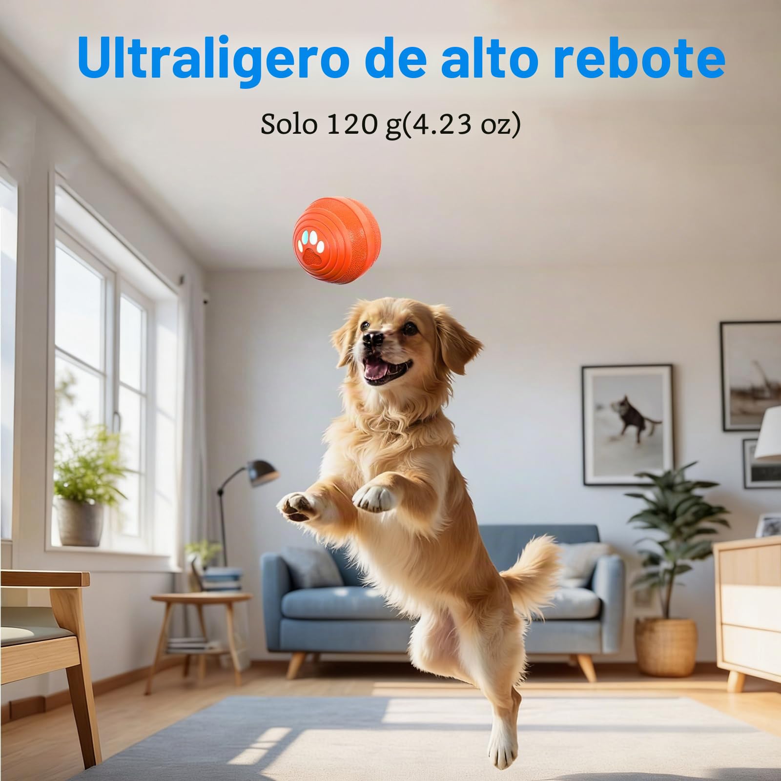 Pelota de Perro Interactivo Inteligente Juguetes para Perros con Material E-TPU Indestructible, 3 Modos para Cachorros, pequeños, medianos Perros automoving Dog Bola de Recarga rápida