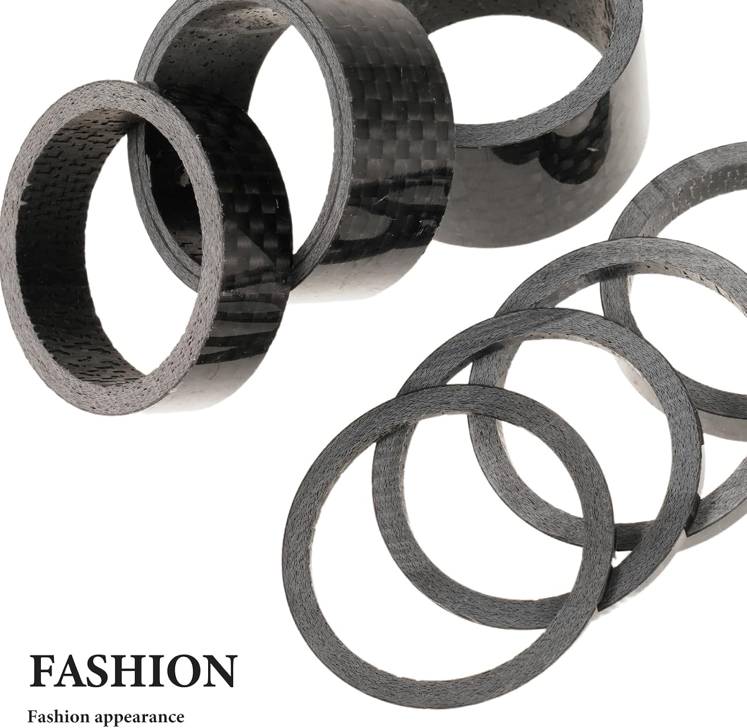 FUOYLOO 7pcs Bike Stem Spacers and Headset Spacers Set, Carbon Fiber 1mm 2mm Lightweight Threadless Fork Stem Washers for Mountain and Road Cycling