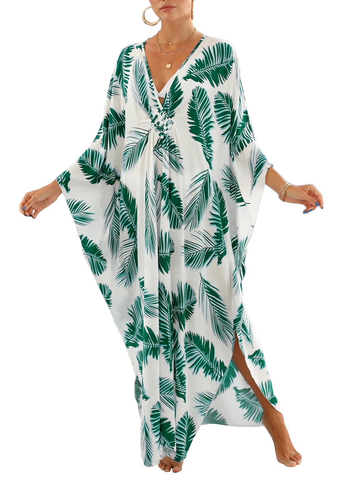 cthseie Women Animal Print Kaftan Dresses Plus Size Swimsuit Coverup Summer Bathing Suit Caftan Loungewear Beach Dress