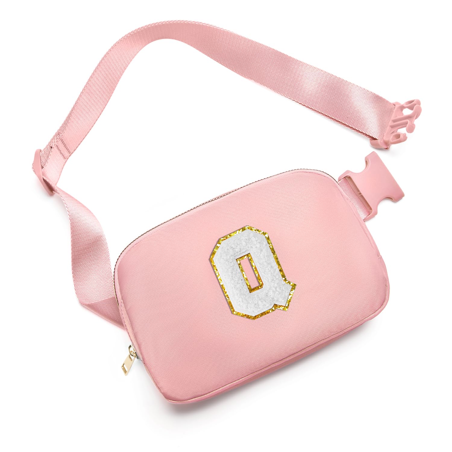 Gitus Birthday Gifts for 8 9 10 11 12 13 Year Old Girls Personalized Fanny Pack Crossbody Bags with Initial Letter Patch Belt Bag for Teen Girls Cute Trendy Stuff Travel Essentials (LightPink-Q)