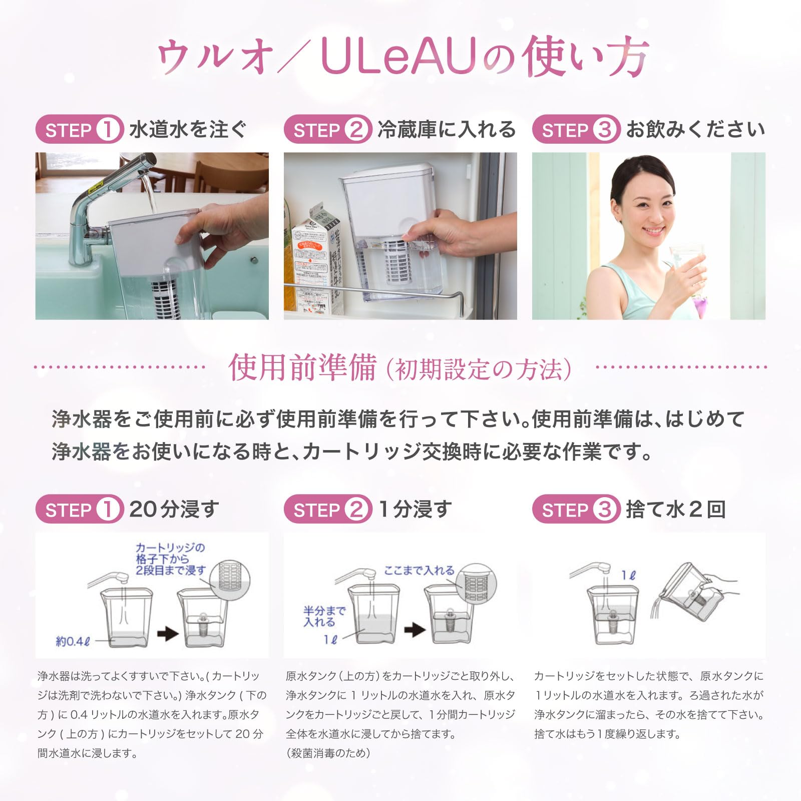 Amazon | イーテック Etec ポット型浄水器 ULeAU/ウルオ 交換用 