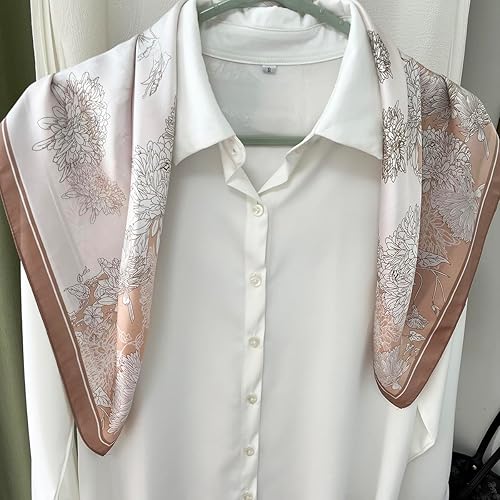 Miniatura 116 de FONYVE - Pañuelo de satén sedoso de tamaño mediano para mujer, cuadrado, 27.5 x 27.5 pulgadas