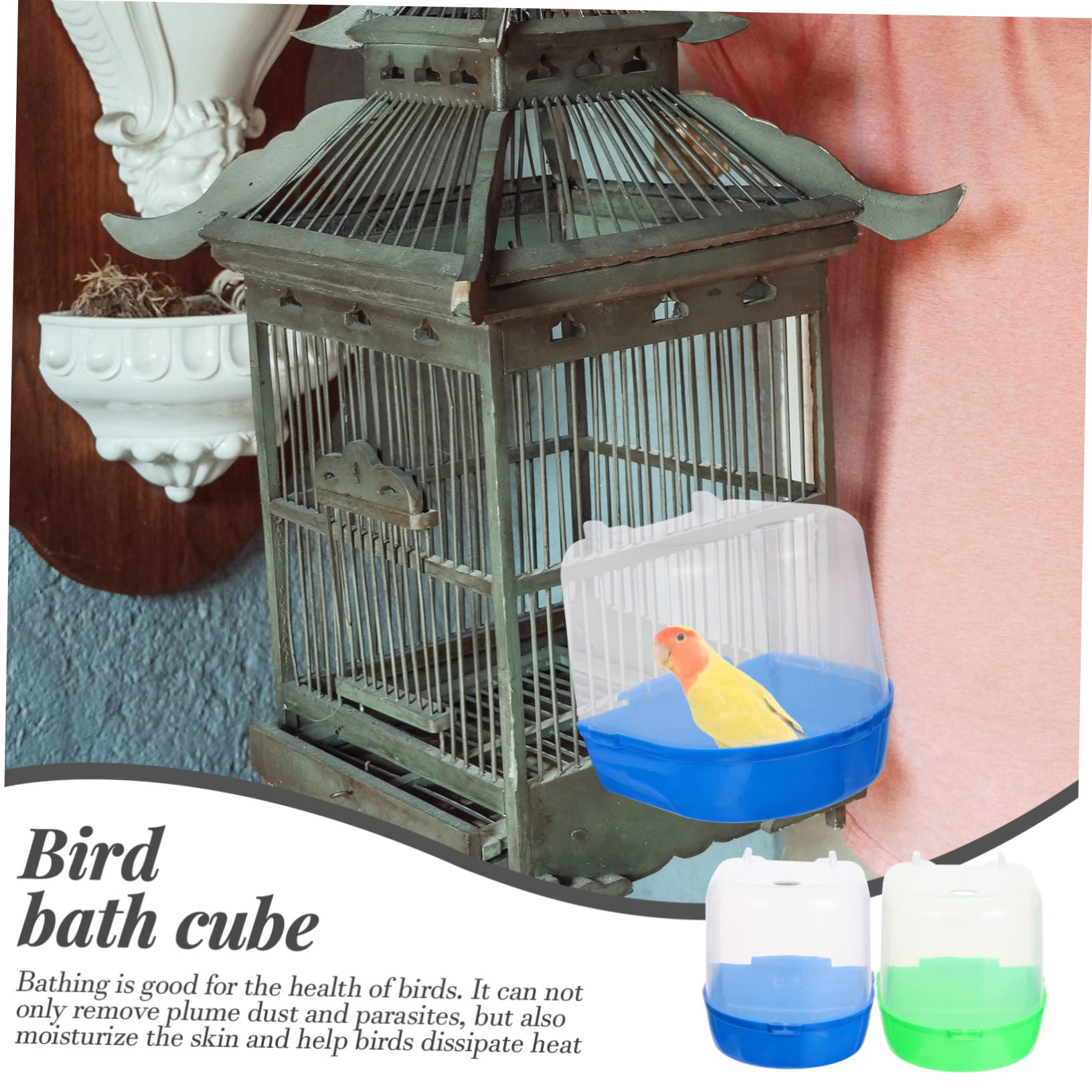 Amosfun 4stücke Vogel Hängend Kunststoff Parakeet Duschbox Für Käfig Für Kleine Vögel Wie Wellensittiche Und Kanarienvögel Mit Bunten Designs Grün Blau