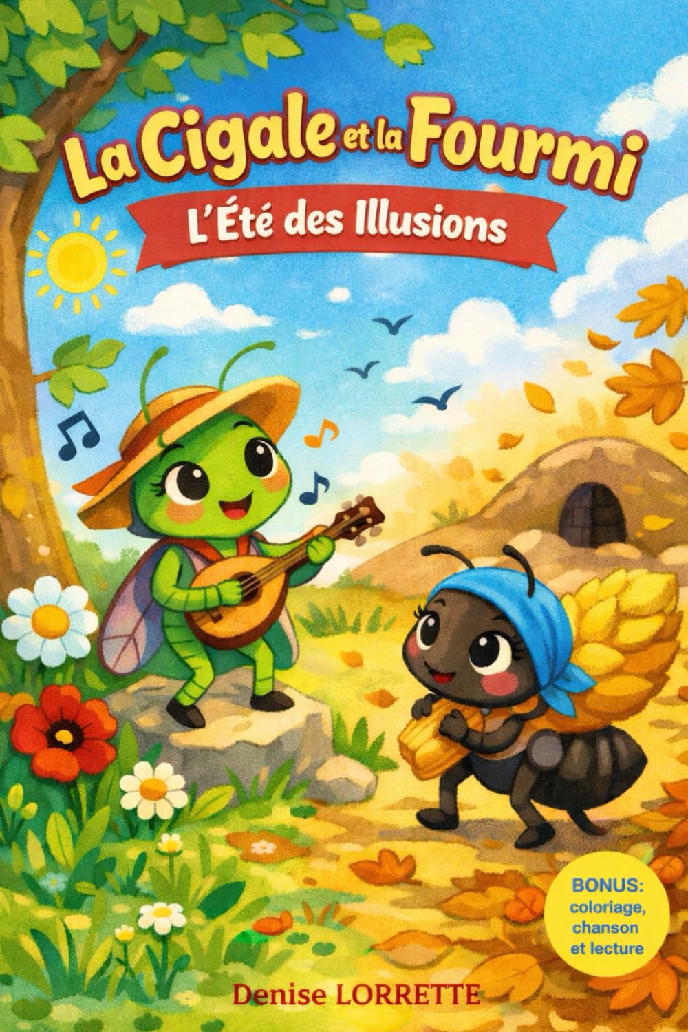 La cigale et la fourmi - L’Été des Illusions: Une fable illustrée pleine de poésie pour enfants dès 3 ans – avec coloriage, chanson et lecture audio