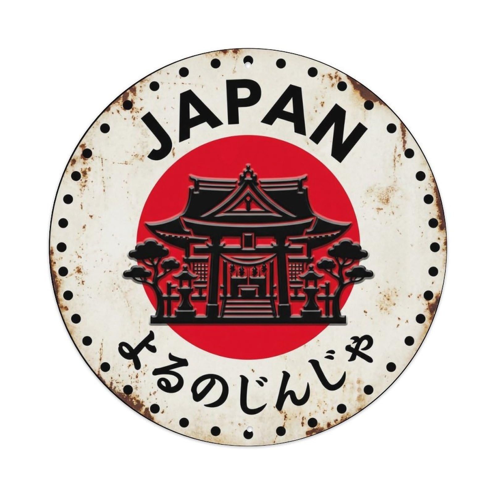 Night Shrine Japan Sacred Evening Historic Metal Tin Sign