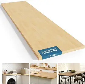 Bancada de bloco de açougueiro de madeira maciça - bancada de madeira para bancada de laje de bétula inacabada para ilha de cozinha DIY, bancada de trabalho, máquina de lavar secadora, mesa de café