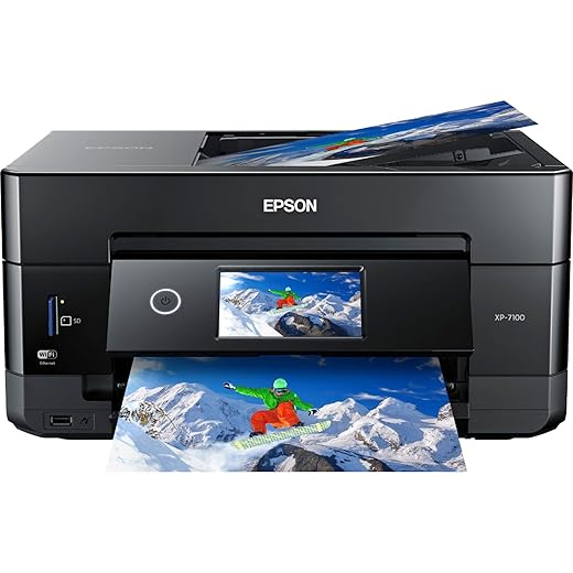 Epson Expression Premium XP-7100 All-in-One Wireless Color Inkjet Printer, Black - Print Scan Copy - 15 ppm, 5760 x 1440 dpi, 8.5 x 14, Auto 2-Sided Printing, 30-Page ADF, Ehternet, Printable CD/DVD