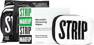STRIP MAKEUP - Reusable Cleansing Wipes Black/White - - 2-sided, sustainable, washable microfiber cloths - Pack of 7