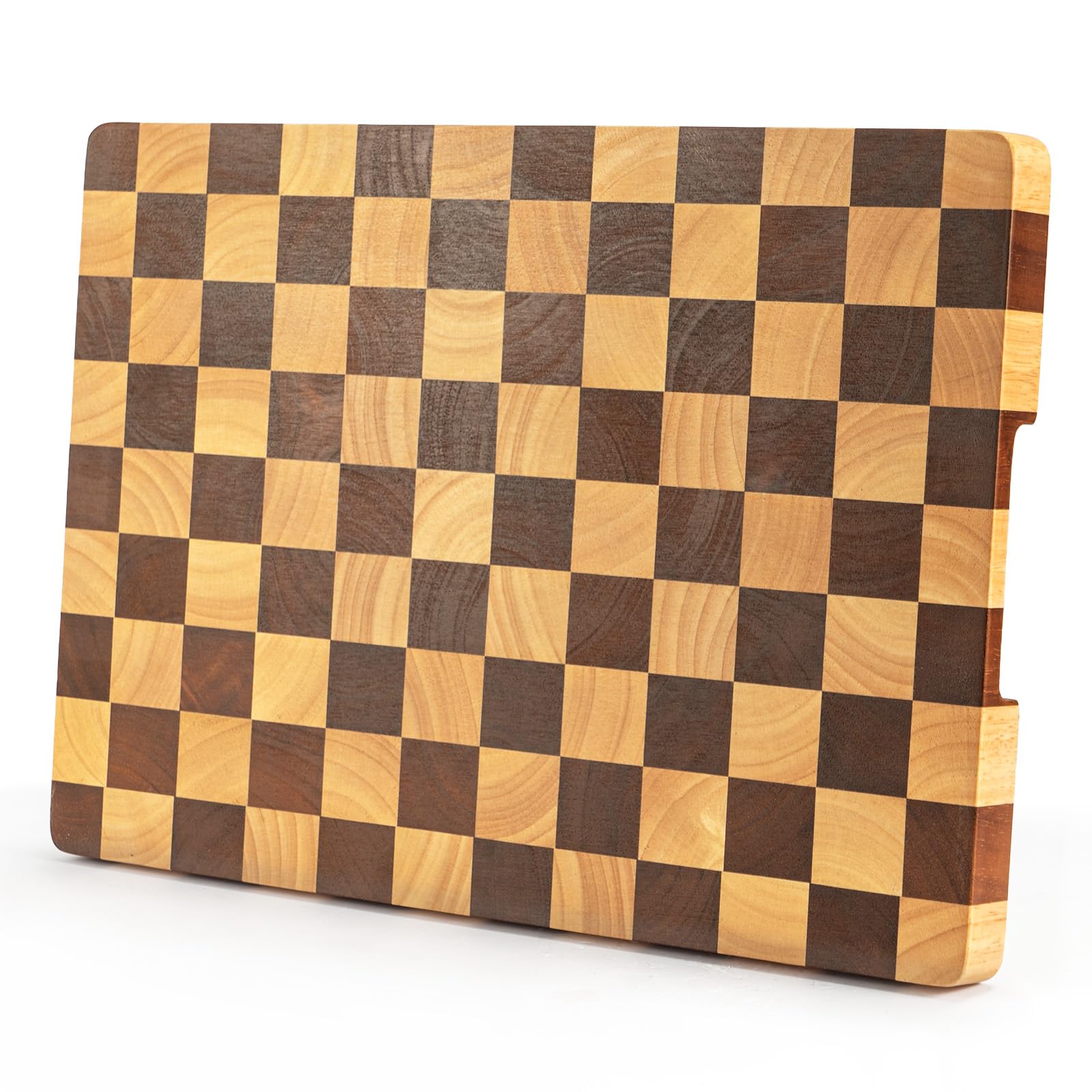 SUNNYNEST Wooden Chopping Board 40x28x2.5CM Checkered Cutting Board for Meat, Cheese, Bread, Fruit, Charcuterie Serving Tray Multipurpose Cutting Board