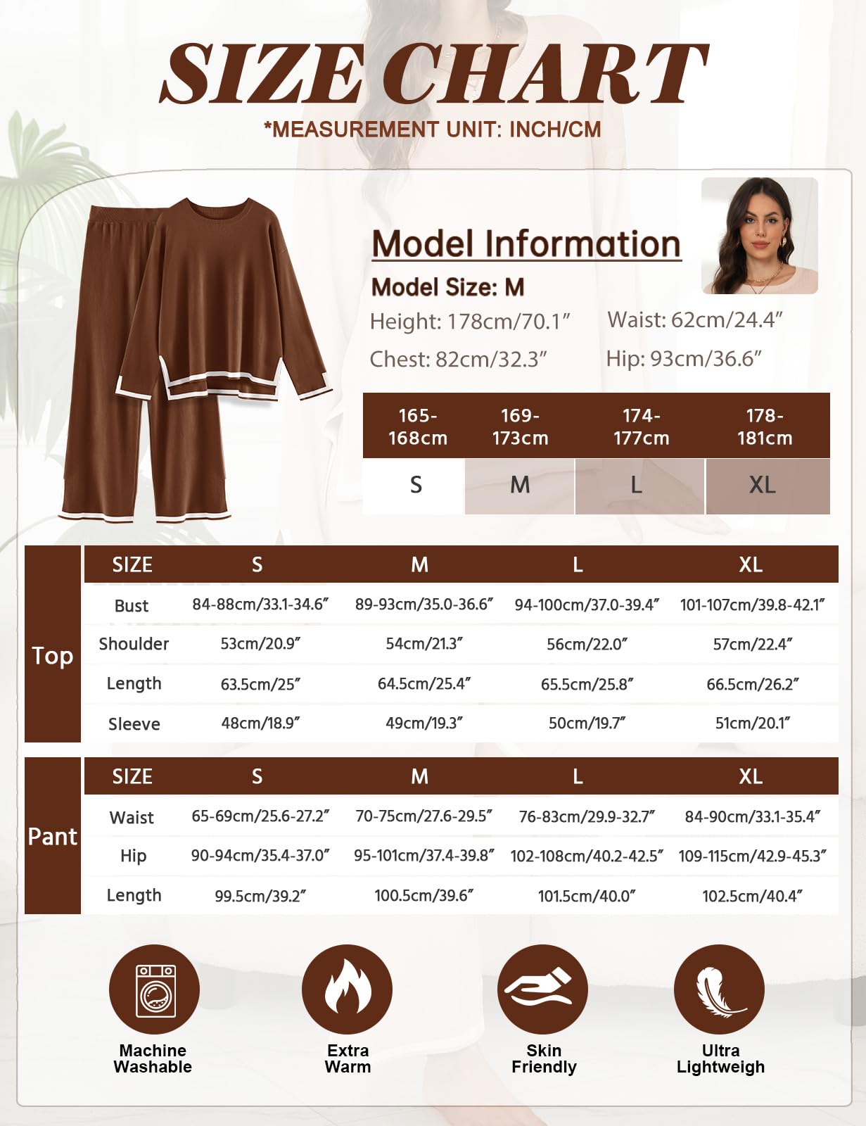 CMTOP Tuta Donna Completo Elegante 2 Pezzi Casual Tute da Ginnastica Tailleur Girocollo Maglia a Maniche Lunghe e Pantaloni a Gamba Larga Autunnale Invernale Completi Per La Casa