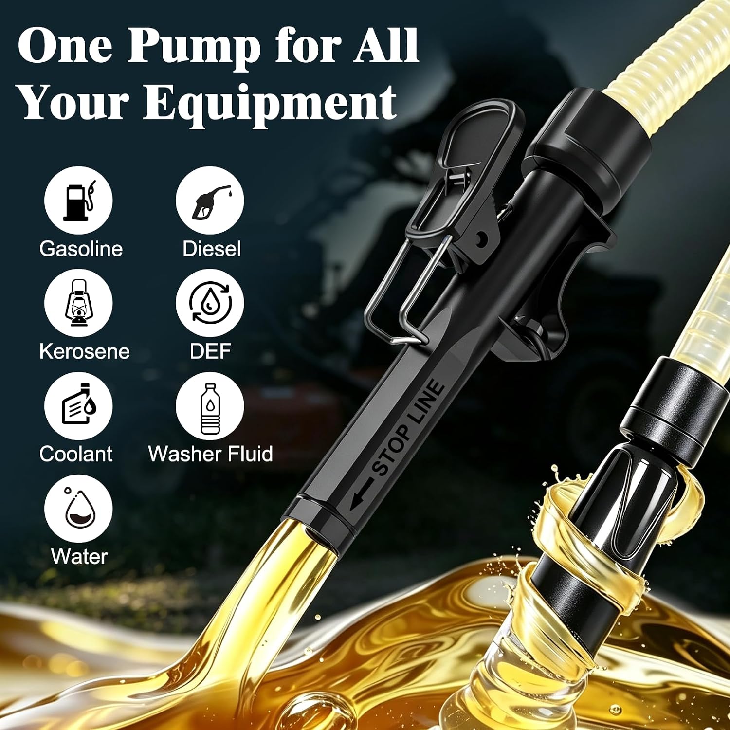 Electric Fuel Transfer Pump, Gas Can Pump with One Touch Start Auto-Stop