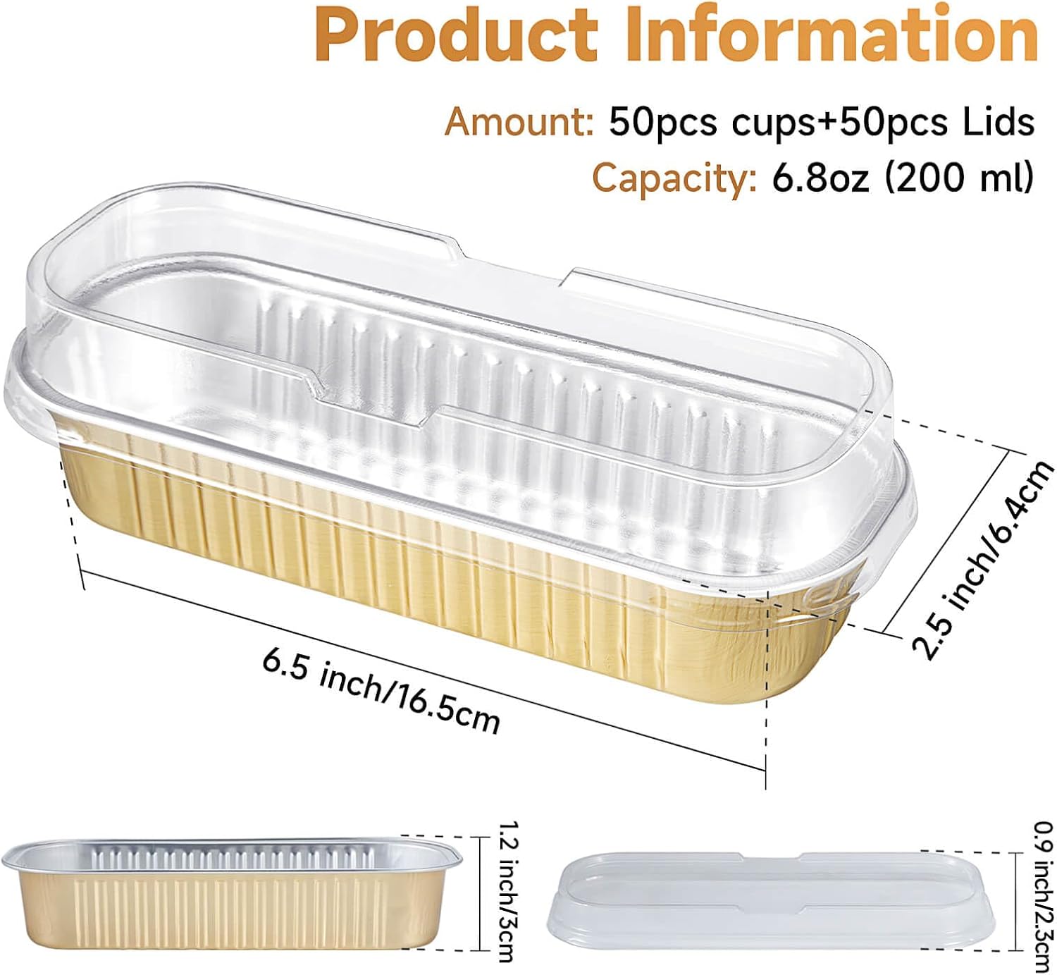 Eoonfirst 150pcs Mini Disposable Foil Rectangle + Round+ Square Aluminum Loaf Pans with Lids, Gold
