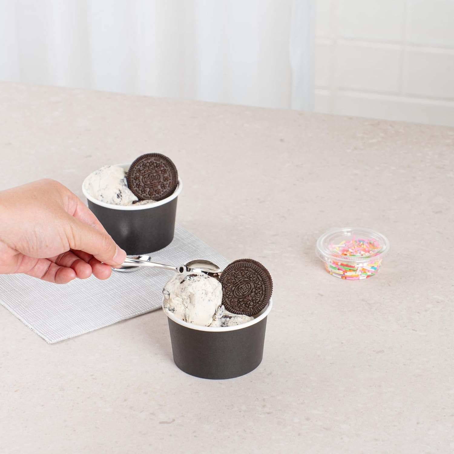 Coppetta 5-Ounce Dessert Cups, 200 Disposable Ice Cream Cups - Lids Sold Separately, Sturdy, Black Paper Frozen Yogurt Bowls, For Hot And Cold Foods, Perfect For Gelato Or Mousse - Restaurantware