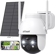 ieGeek 2K 3MP HD Outdoor Solar Surveillance Camera, 360° PTZ Surveillance Camera, Outdoor Battery, 2.4GHz WLAN Camera with PIR Motion Sensor, Colour Night Vision, 2-Way Audio, IP65