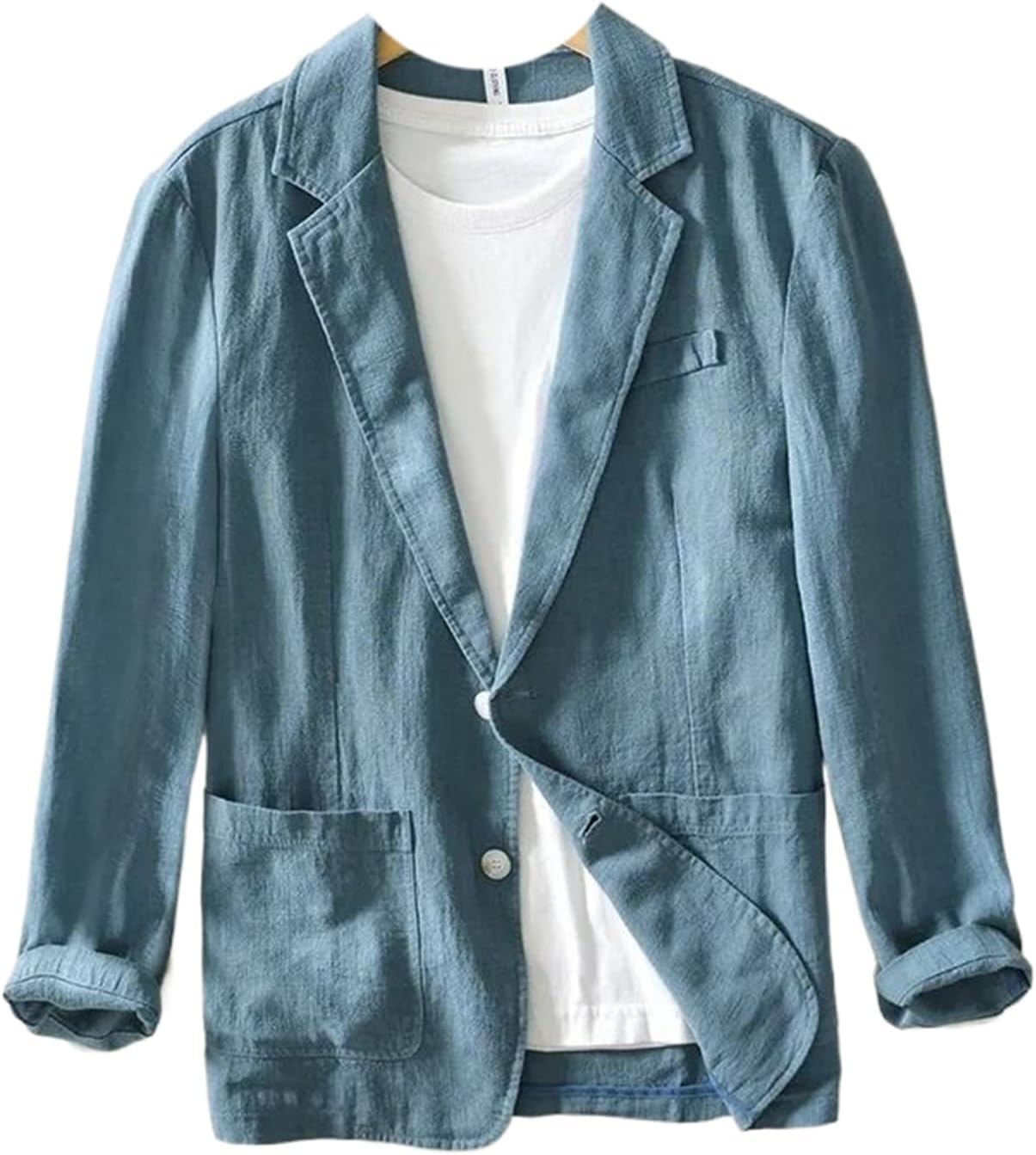Men's Linen Cotton Suit Jacket Loose Casual Men Blazer Solid Color Coat