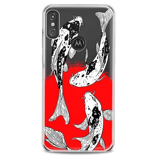 Miniatura 3 de Cavka Funda de TPU compatible con Motorola G9 G8 Plus G7 E20 P40 Z4 Edge 20 G22 Stylus Koi Fishes pintura flexible de silicona roja bonita impresión