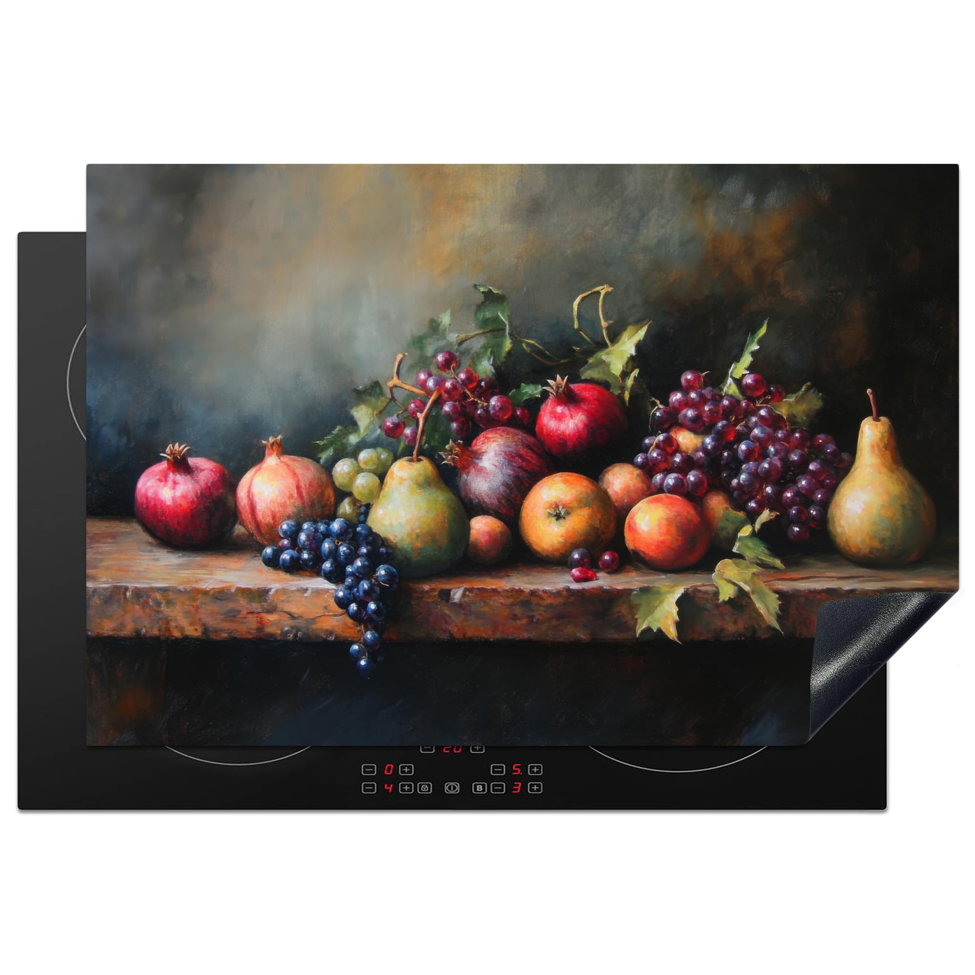KitchenYeah© Induction Hob Cover Protector Mat 20.5"x30.7" / 78x52 cm Kitchen Universal Ceramic Covers for Electric Cookers Vinyl Rustic - Still Life - Fruit