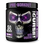 JNX SPORTS The Curse! Pre Workout Powder for Men & Women, Caffeine, Beta-Alanine, Creatine, L-Citrulline, 50 Servings, Dark Grape Flavor - Boost Energy, Strength & Focus