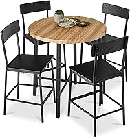 Vista 9 de Best Choice Products Juego de comedor redondo moderno de altura de mostrador de 5 piezas para cocina del hogar, comedor con 4 sillas, mesa de 1.5
