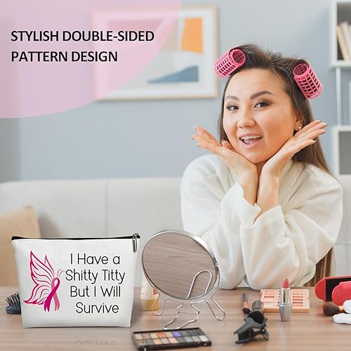 Miniatura 4 de Bolsa de maquillaje para mujer, regalo de concientización sobre el cáncer, regalo para sobrevivientes de cáncer de mama para ella, regalo de apoyo