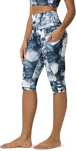 Miniatura 123 de ODODOS - Leggings capri de cintura alta para mujer con bolsillos, control de abdomen, no se transparentan, para entrenamiento atlético, running