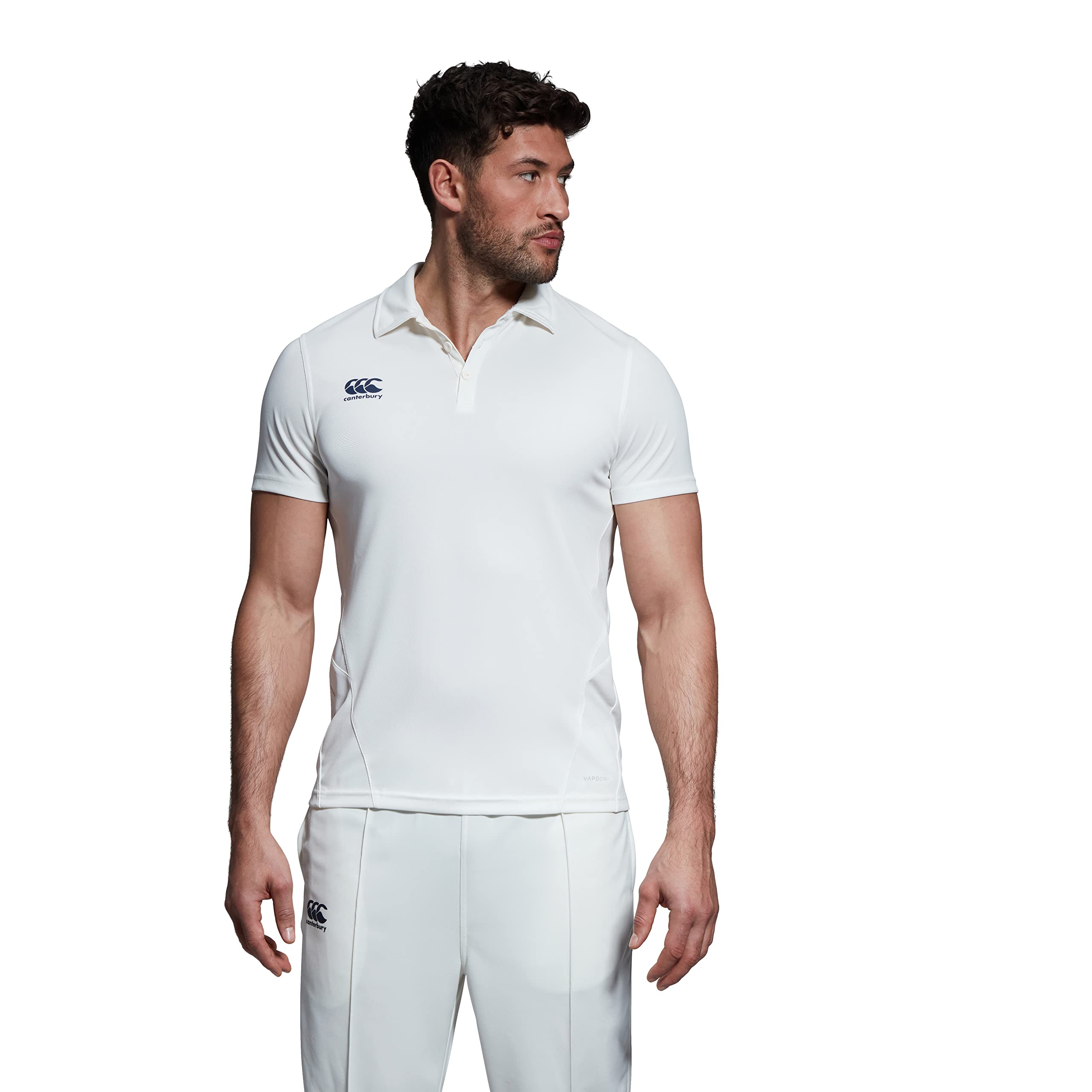 Canterbury Men's Polo Shirt | Cricket Whites | VapoDri Moisture Wicking Polo Shirt, Cricket Cream, L