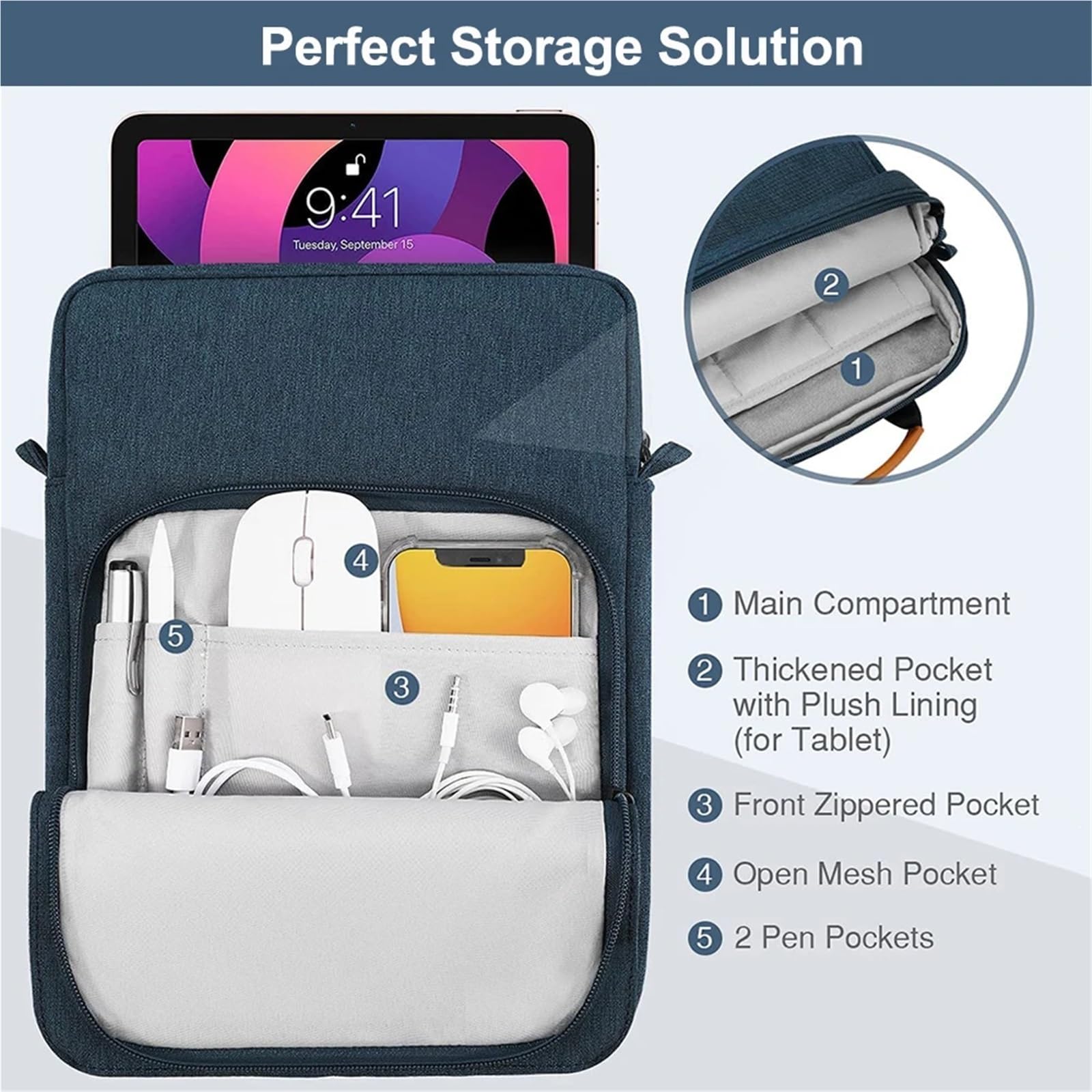 Bolsa Blanda De Tableta Bolsa for Tableta, Funda portátil, Funda for Tableta, Funda for teléfono, Funda Protectora a Prueba de Golpes(Grey,12.4-13.3 Inch)