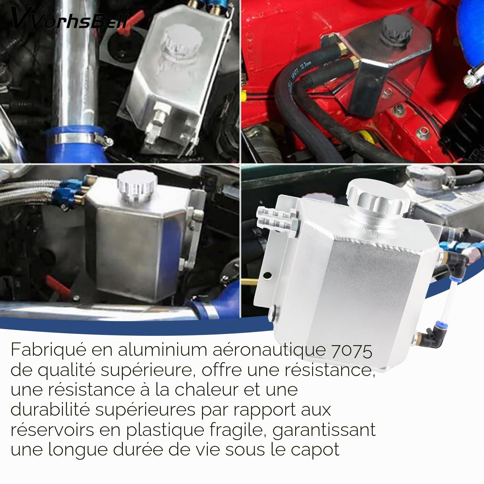 Réservoir d'expansion de liquide de refroidissement universel en aluminium 1L, réservoir de récupération d'huile, réservoir de dégazage, bouteille, refroidisseur, réservoir de débordement